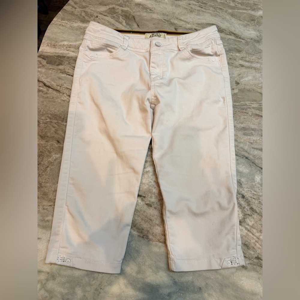 Mini Brand White Capri Pants Size 31 Cropped Jeans Cuffed Hem Casual Summer